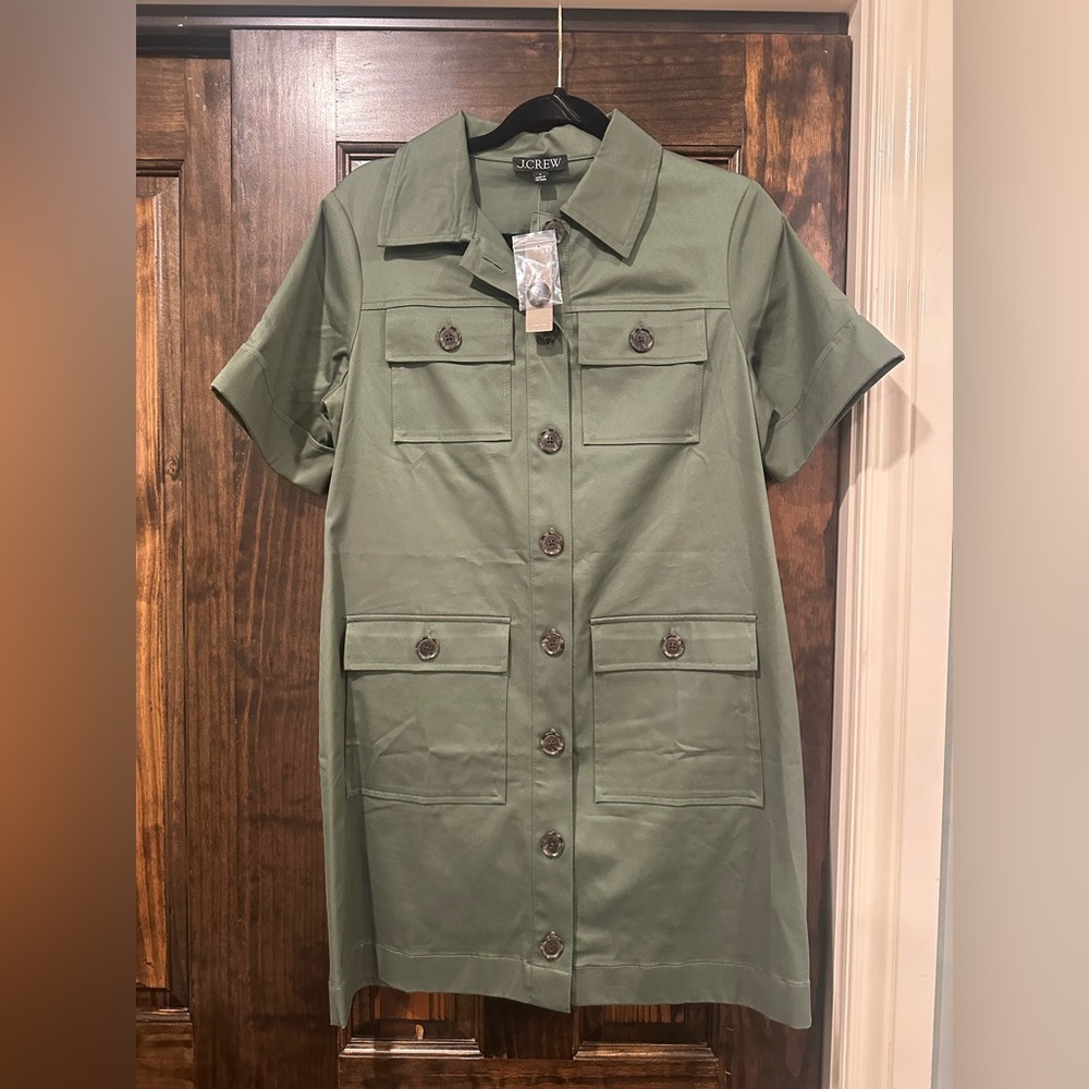 J. Crew Women's Green Short Sleeve Utility Dress